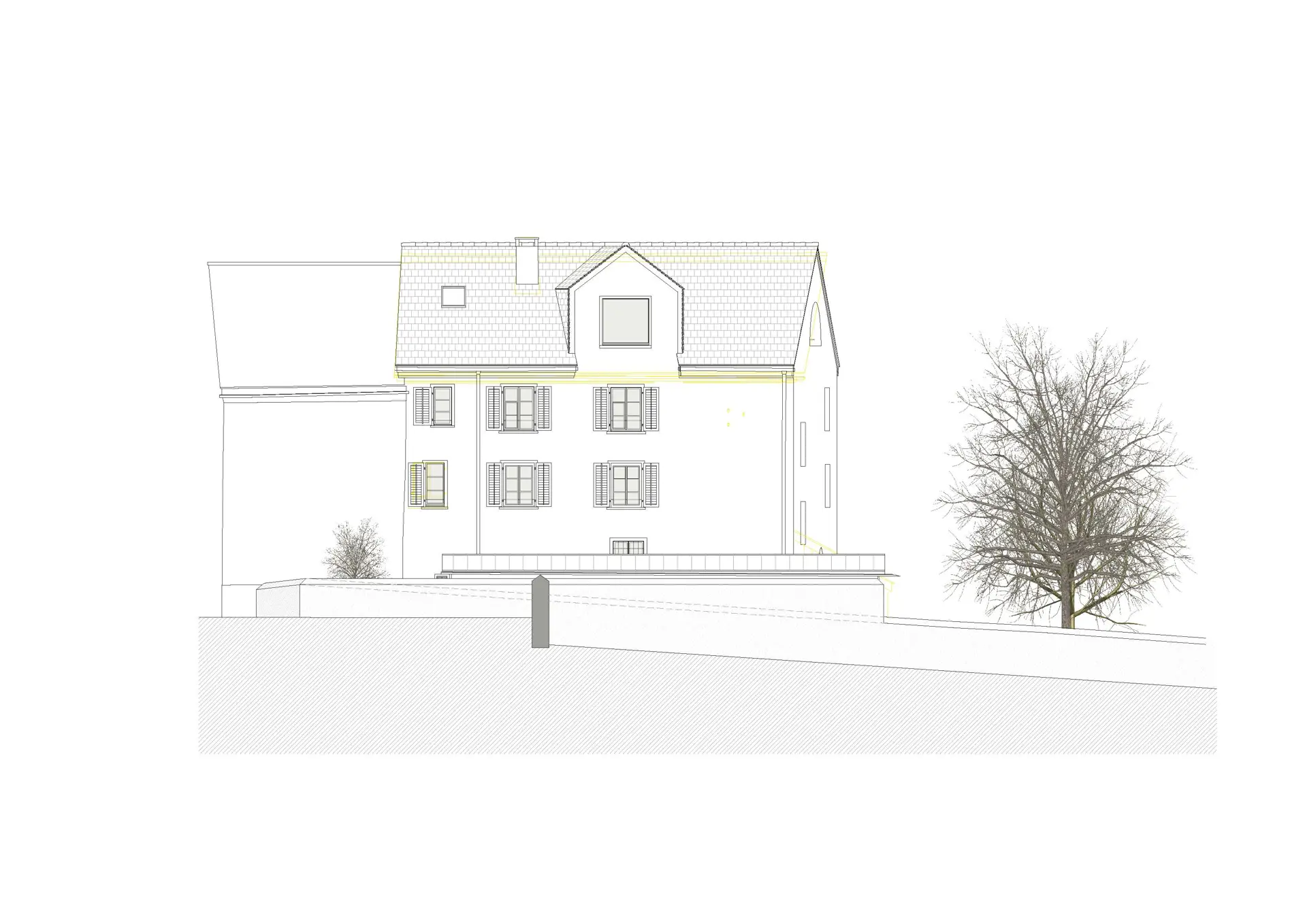 33_Umbau_Wohnhaus Ausserdorf Fläsch_Ansicht Nord_Autounterstand